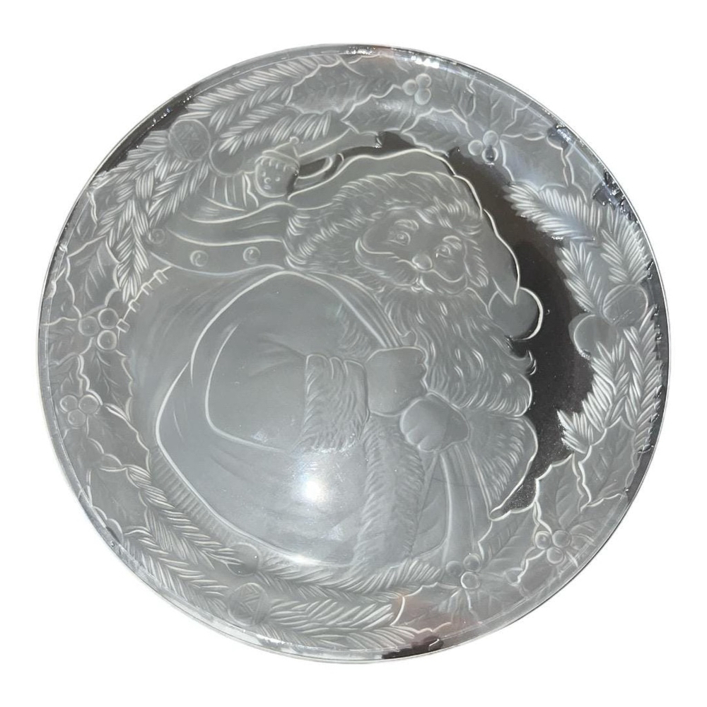 13 Inch Santa Platter with Embossed Holiday Design